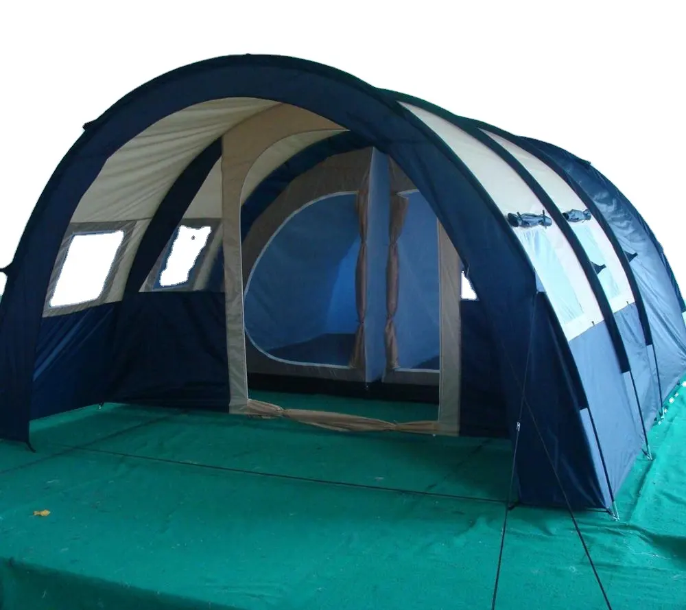 6-8 אדם עמיד למים יוקרה חיצוני גדול קמפינג אוהלי משפחה ניידת מנהרת אוהל חיצוני קמפינג