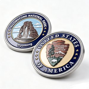 Pièce de monnaie commémorative personnalisée du Parc National de Yellowstone, en alliage de zinc émaillé, pour le Nouvel An chinois - Product Image 5