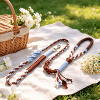Ensemble laisse et collier pour chiot en macramé doux en coton tressé fait main, durable et esthétique, accessoire pour animaux de compagnie