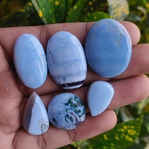 Opale bleue naturelle d'Owyhee, cabochon certifié, 6 pièces en vrac pour la fabrication de bijoux, vente en gros Inde - Product Image 2