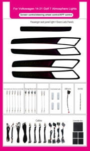 SJC 64 couleurs lumière ambiante pour Volkswagen <span class=keywords><strong>Golf</strong></span> MK7 voiture intérieur LED coloré atmosphère lumière décoration accessoires 2014-2020 - Product Image 6