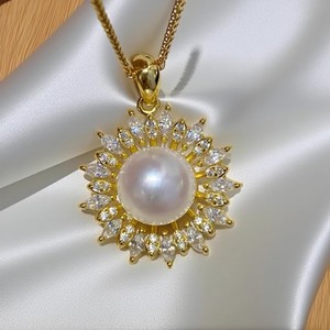 Pendentif en argent S925 31354DIY avec perles de 8-10 mm, porte-écharpe féminin, cache-cernes, accessoires de mode pour colliers, perles DIY - Product Image 1