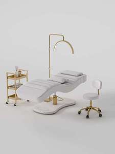 Table de massage pliable et réglable pour cils, fauteuil de spa et de salon de beauté, lit de soin facial rose incurvé, personnalisé en usine - Product Image 3