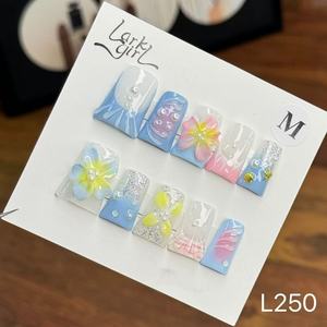 Uñas otoño armario nueva llegada Y2K pato cuadrado 3D flor 10 Uds Faux Ongles reutilizable acrílico personalizado hecho a mano prensa en las uñas - Product Image 4