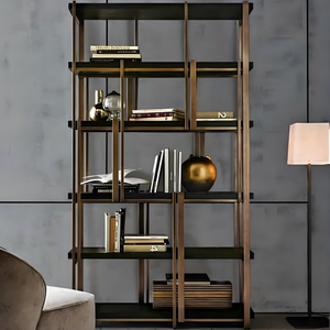 Estantería Moderna de Acero Inoxidable y Madera Sólida de Varios Niveles para Sala de Estar, Muebles de <span class=keywords><strong>Hotel</strong></span>, Estudio, Estante Abierto con Marco Metálico - Product Image 5