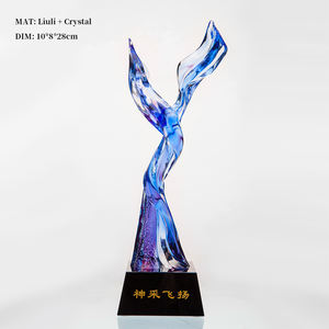 Trophée de danse en cristal K9 fait main avec logo personnalisé Jadevertu, impression UV, style féerique, gravé, 10*8*28cm, boîte cadeau - Product Image 3