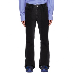 Baggy <b>Wide</b> <b>Leg</b> 100% Cotton Black Denim <b>Jeans</b> <b>Men</b> Flared <b>Jean</b> Pant - Product Image 3