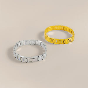 Pulseras y Brazaletes de Joyería Fina de Acero Inoxidable con Textura de Cocodrilo de Lujo, Secciones Ajustables, Accesorios para <span class=keywords><strong>Hombre</strong></span>, Oro y Plata - Product Image 1