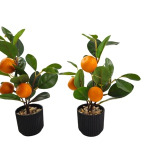 باقة شجرة البرتقال الاصطناعية في وعاء من الفوم، نبات اصطناعي بارتفاع 27 سم من ماركة بين تشنغ، لتزيين حفلات الزفاف والمنزل والمكتب - Product Image 4