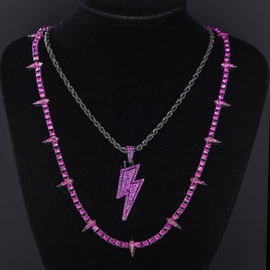 Collana Hip Hop a strati con ciondolo a forma di vento scuro in lega avanzata - Product Image 1