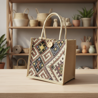 Nouveau style été 2026 : Sac tendance pour femme en toile de lin ethnique, sac à déjeuner portable avec fermeture éclair – Vente en gros pour fabricants