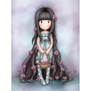 Little Girl Pittura Del Fumetto di Diamante Pittura Murale Esercitazione Completa Ricamo Decorazioni Per La Casa Rotonda e Piazza Diamante Pittura Kit - Product Image 1