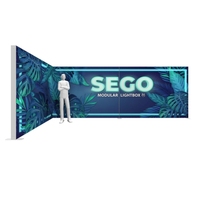Mur d'affichage modulaire en tissu rétroéclairé en forme de L de 15x10 pieds, double face, pour stand de salon professionnel, avec logo personnalisé gratuit
