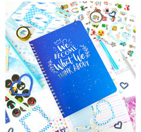 Kit de álbum de recortes para principiantes niños y niñas, conjunto de suministros para diario, planificador de papel, cuaderno y diario, conjunto de regalo para estudiantes, juego para tomar notas