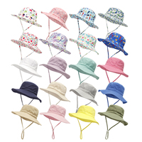 Groothandel effen bedrukte kindermeisjes zomer op maat gemaakte baby logo zonnehoed koord blanco school met riem kinder bucket hat