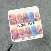 Patchs d'ongles 3D gaufrés motif léopard, effet couleur magique, style européen et américain, faits à la main, pour un look glacé et élégant.