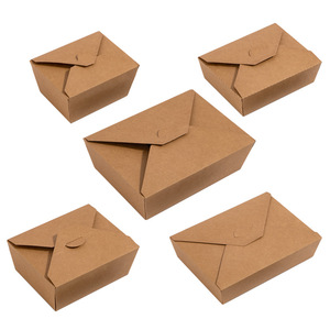 Porta via cibo 100% scatola di carta kraft usa e getta personalizzata carta biodegradabile - Product Image 4