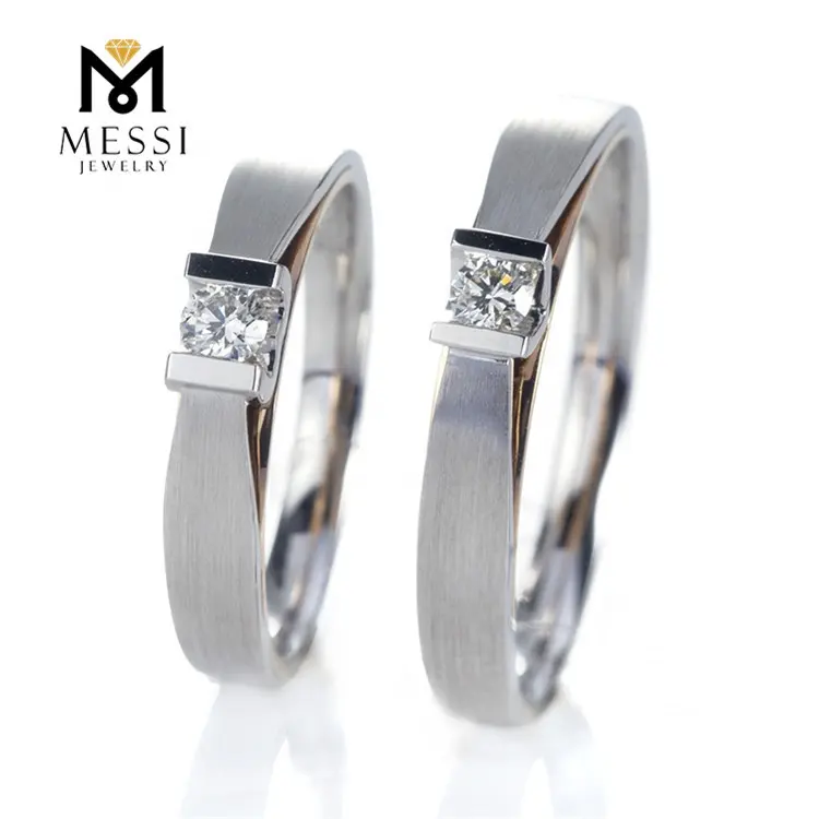Messi Sieraden 14k gold unieke verlovingsringen synthetische diamant ring paar wedding bands