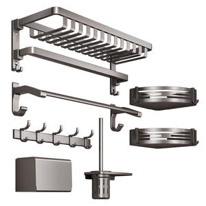 Toallero Plegable de Aluminio para Montar en la Pared, Cesta de Malla Gris Metálico, Minimalista, con Recubrimiento en Polvo, para Almacenamiento en Baños y Aseos - Product Image 3