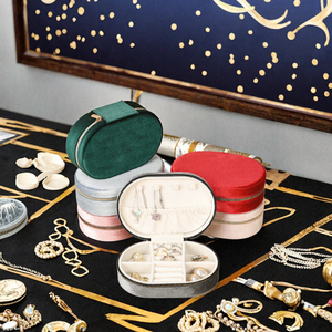 Organisateur de bijoux en velours multicolores, petite boîte à bijoux de voyage avec fermeture éclair, étui de rangement compact pour femmes - Product Image 3