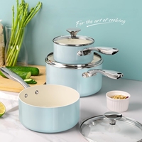 Petite casserole antiadhésive en céramique bleu clair Marmites en métal avec four résistant aux rayures pour la préparation de la soupe et du bouillon