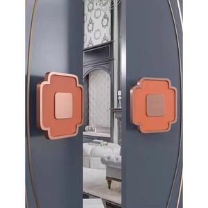 Poignée de porte en aluminium avec incrustations de résine naturelle imitation pierre marbre blanc, robuste, finition cuir bronze - Product Image 3