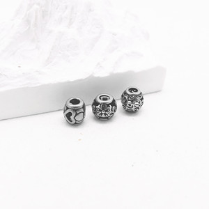 yunnique Stainless Steel Round Beads With Floral Pattern For Bracelet Making 8mm Casting Metal <b>Spacer</b> Beads - Product Image 3