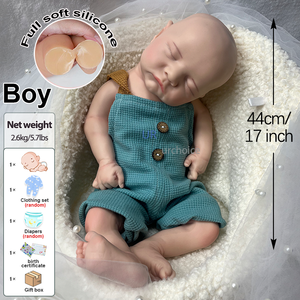 Cuerpo proporcionado 17 Ultra suave malvavisco silicona Reborn Baby Boy Doll 2,6 kg realista duelo compañero regalo para el duelo - Product Image 2