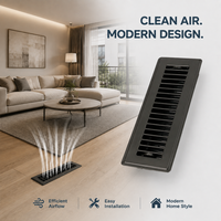 Vente en gros usine : Grilles d'aération noires 2*10 pour climatisation, ouvertures de ventilation au sol pour intérieur
