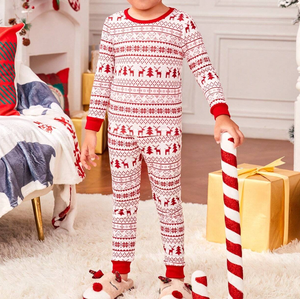 Piyama motif rusa Natal, piyama Set piyama katun untuk wanita, piyama keluarga motif penuh, rusa Natal, Set piyama untuk anak laki-laki