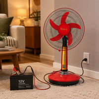 Ventilateur de Table AC/DC Portatif de 16 Pouces, 12V CC, Exporté au Yémen, avec Lumière LED et Fonction de Recharge USB pour Téléphone Mobile