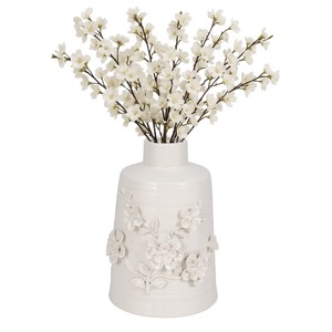 Vaso conico in ceramica con decorazioni floreali in rilievo per l'arredamento della casa - Product Image 2