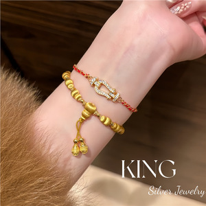 กำไลข้อมือรูปเกือกม้าประดับคริสตัลและเพชรเทียมชุบทองคำขาว S925 จาก King Silver Jewelry เหมาะสำหรับผู้หญิงใส่ในชีวิตประจำวัน - Product Image 5