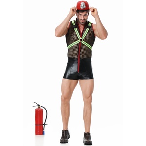 Costume de <span class=keywords><strong>pompier</strong></span> réfléchissant pour jeu de rôle M-XL, tenue de fête amusante pour homme, combinaison COS en maille - Product Image 4