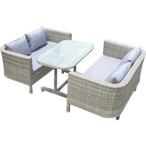Conjunto de Mesa de Centro y Sofá de Ratán Resistente para Exteriores, Estructura de Aleación de Aluminio, Impermeable, Diseño Moderno y Simple para Balcón, Jardín o Terraza - Product Image 5