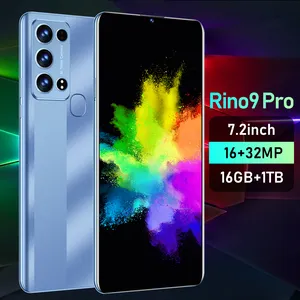 Vente chaude Rino9 Pro Original 7.2 pouces 16MP + 32MP plein écran Android 12 Smartphone Rino 5g téléphones mobiles de jeu