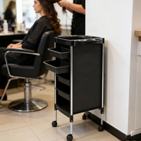 Chariot de Salon pour Coiffeur Fabricant d'Équipement d'Origine, Chariot de Rangement Noir en PP pour Barbier en Gros