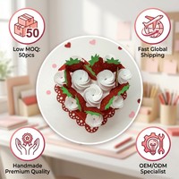 Carte de vœux 3D pop-up carrée en MDF, design original ZS-PC0076, motif gâteau d'anniversaire fraise, boîte cadeau faite main, 14+ en ligne
