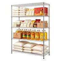 Étagère de rangement pour la restauration à 5 niveaux avec finition chromée pour le pain et le riz
