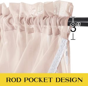 Decorazione per la casa vivaio/Babys/<span class=keywords><strong>tenda</strong></span> per la finestra del soggiorno 54x63 54x84 pollici color kaki bianco tutto in uno pannelli trasparenti con perline - Product Image 5