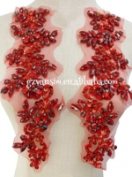 Appliques de mariage de luxe à coudre, motif fleur 3D, avec cristaux de verre et strass, pour la décoration de vêtements et de robes