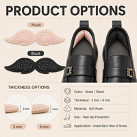 Coussinets de talon en mousse à mémoire de forme, forme ailée, adhésifs, antidérapants, réducteurs de taille de chaussure, pour mocassins, escarpins, chaussures plates, couleur nude et noir, inserts confortables