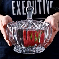 Wholesale Sugar Bowl Lotus Glass Candy Jar with Packaging Box for Food Storage Home Decoration