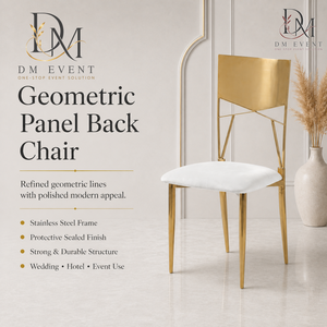 Chaise de mariage en acier inoxydable doré à dossier plein avec coussin blanc pour banquets et événements hôteliers – Vente en gros de sièges - Product Image 1