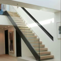 Escalier moderne en bois massif de style australien avec marches en verre et marbre, éclairage LED pour appartements intérieurs - Design écologique