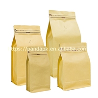 Sacs d'emballage pour grains de café en PE à fond carré noir, refermables, recyclables, imprimés en héliogravure, avec valve, en stock et prêts à être expédiés
