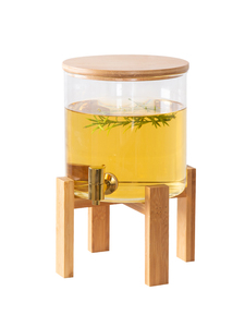 Distributeur de boissons <span class=keywords><strong>en</strong></span> <span class=keywords><strong>verre</strong></span> résistant à la chaleur <span class=keywords><strong>avec</strong></span> <span class=keywords><strong>robinet</strong></span> <span class=keywords><strong>en</strong></span> acier inoxydable et couvercle <span class=keywords><strong>en</strong></span> bambou, 5 litres - Product Image 4