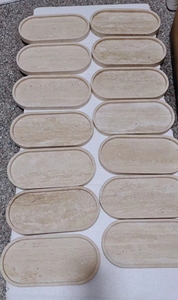 <span class=keywords><strong>Travertin</strong></span> Logo personnalisé pierre naturelle de haute qualité petite décoration en marbre rond calcaire rond <span class=keywords><strong>douche</strong></span> plateau à thé - Product Image 5