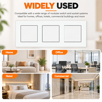 Cadre de prise murale modulaire 3 modules, plaque de finition électrique triple pour projets résidentiels et hôteliers, OEM ODM, vente en gros