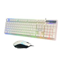 Nouveau clavier et souris de jeu USB filaire économique transparent 2025 à 104 touches avec rétroéclairage LED, plug and play